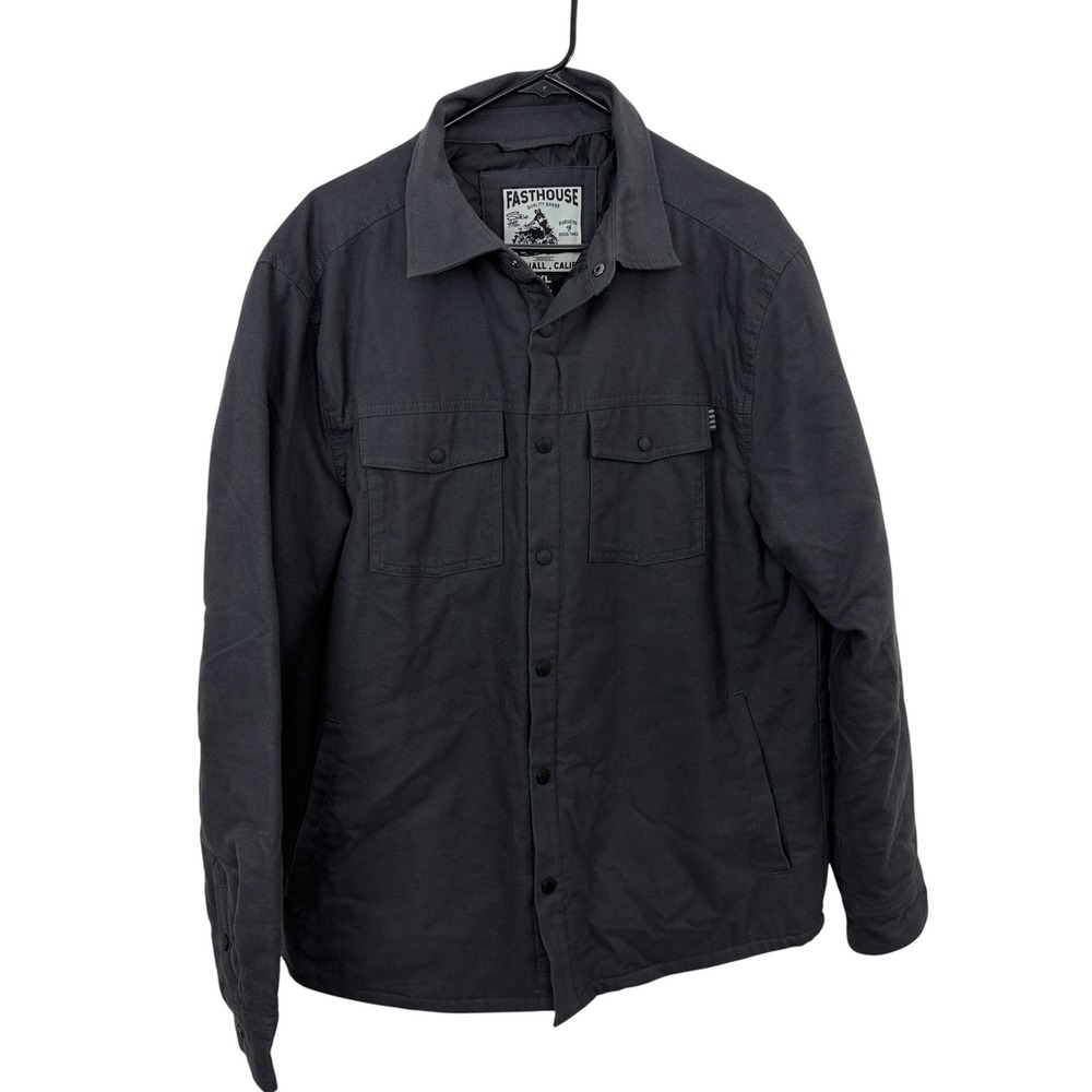 Fasthouse Jacket Mens XL Gray Quilted Lined Workwear Snap Front Shirt Shacket